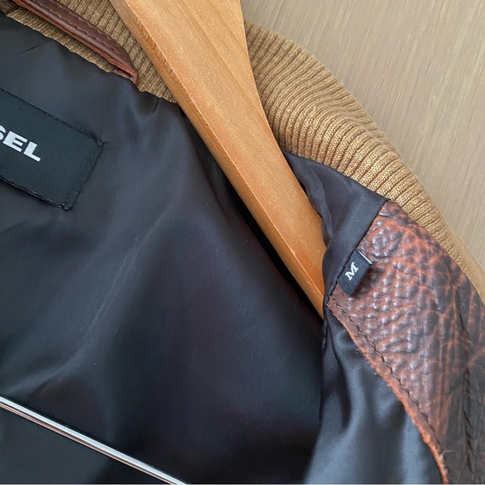 Diesel L-OIUKI Leather Bomber Jacket brown - Picture 8 of 15